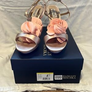 Badgley Mischka pale pink heels with decoration